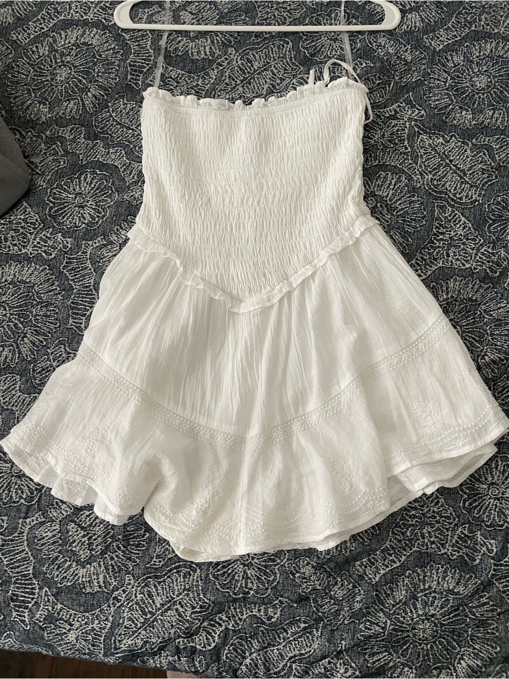 American Eagle Outfitters White Smocked Skater Dress